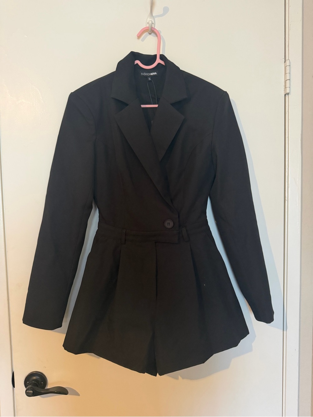 Fashion Nova Women's Black Tailored Blazer Romper . Worn once with a tag attach